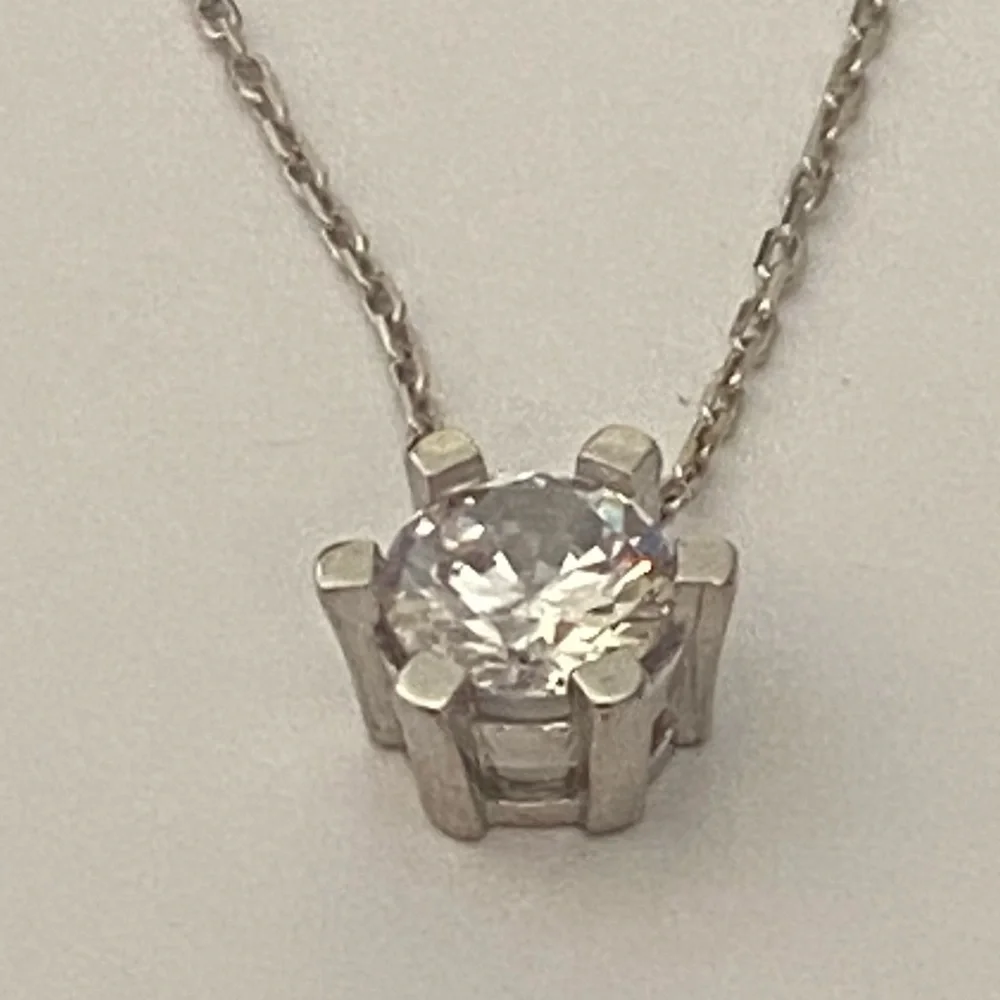925 silver necklace cz cubic zirconia round stone